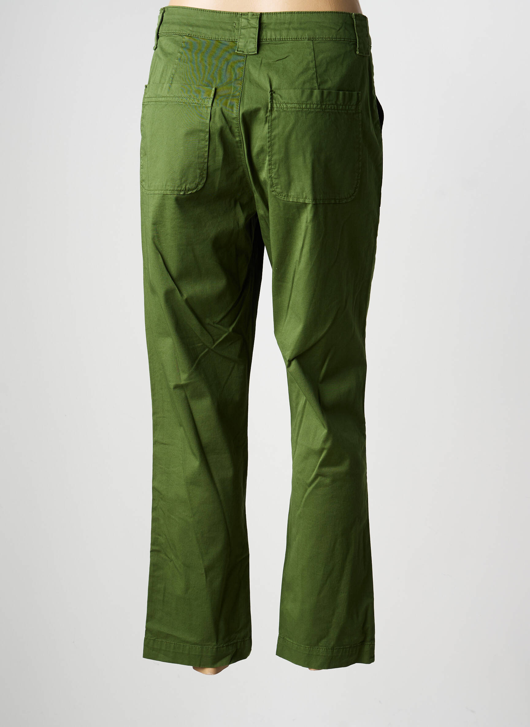 Pantalon droit tissage popeline taille normale vert KANOPE femme