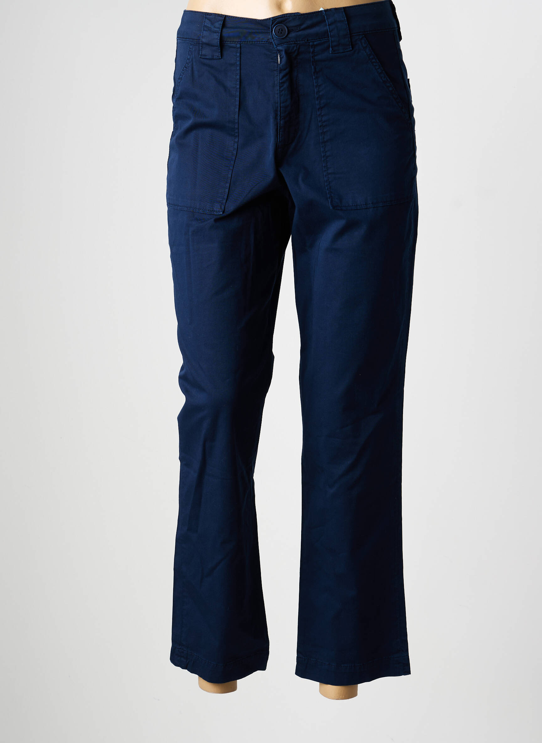 Pantalon droit tissage popeline taille normale bleu KANOPE femme