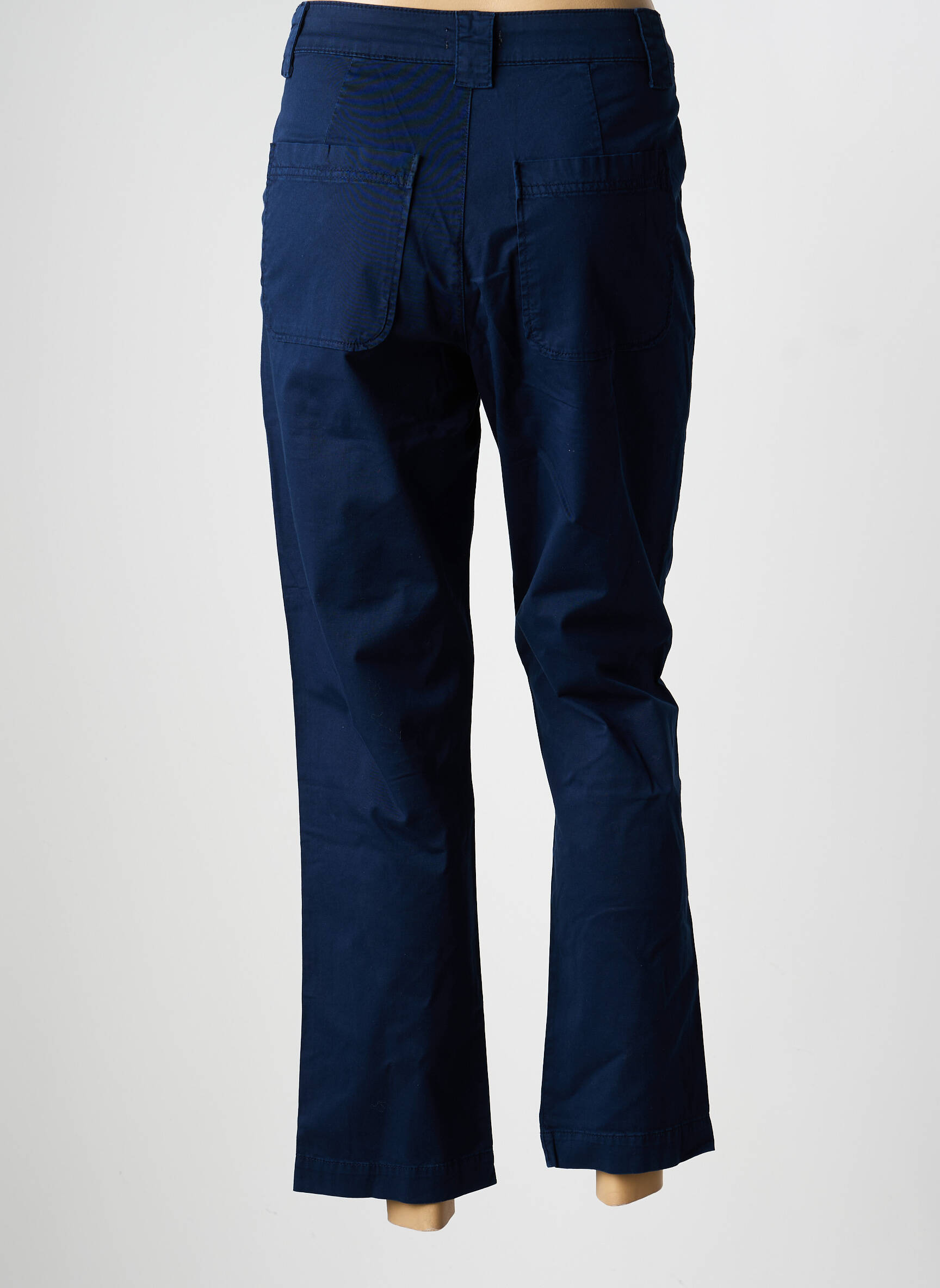 Pantalon droit tissage popeline taille normale bleu KANOPE femme