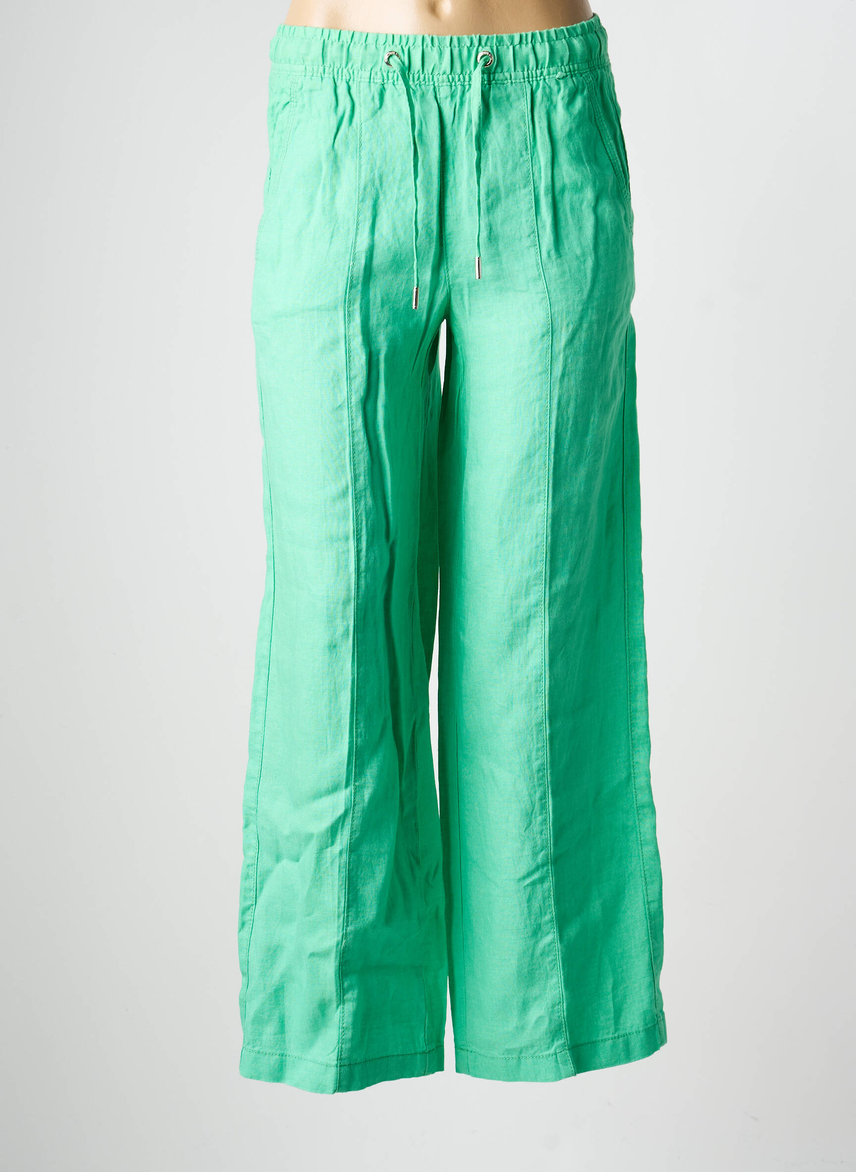 Pantalon large tissage crêpe taille normale vert STREET ONE femme