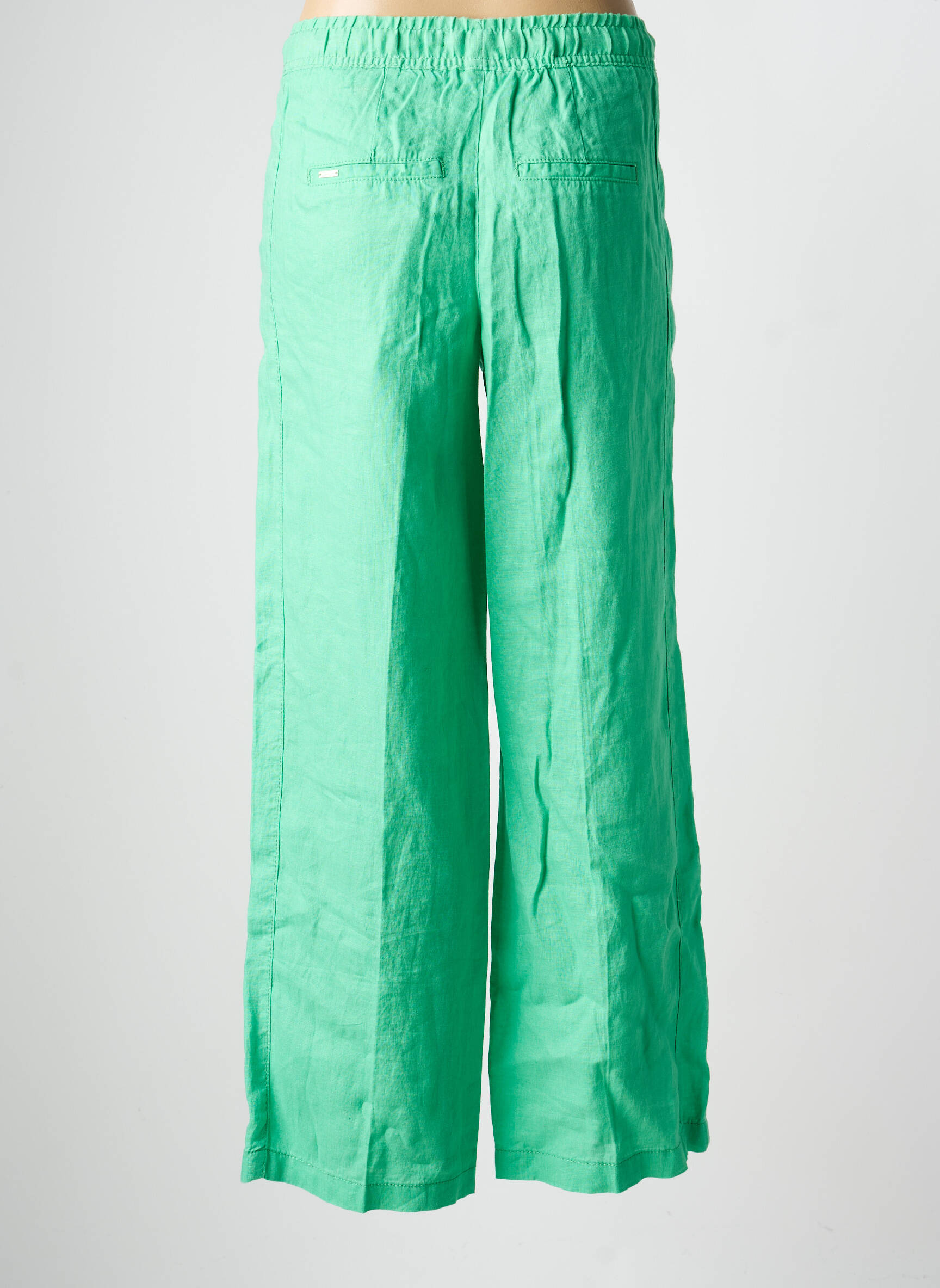 Pantalon large tissage crêpe taille normale vert STREET ONE femme