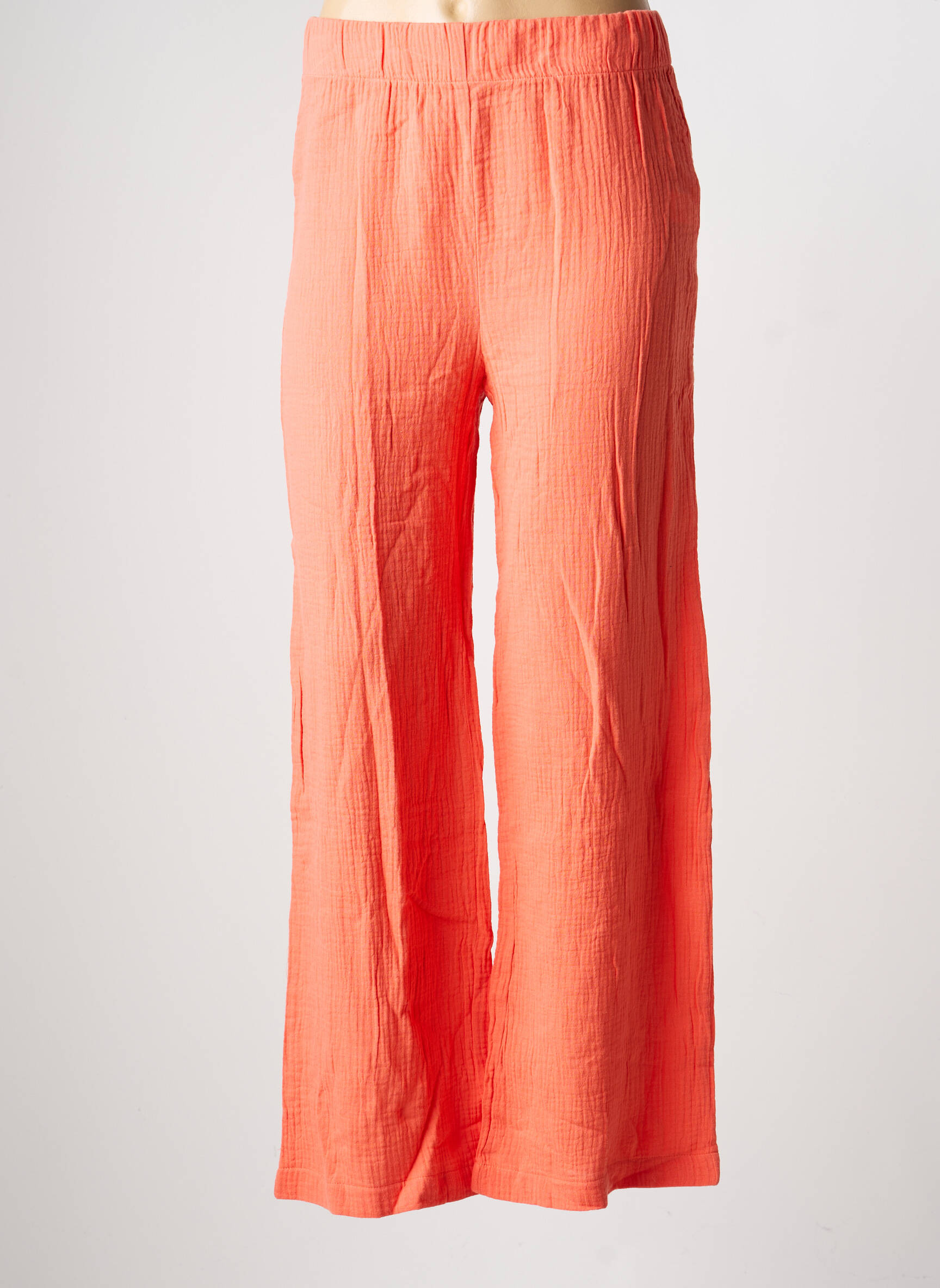 Pantalon large tissage crêpe taille normale orange RUE MAZARINE femme