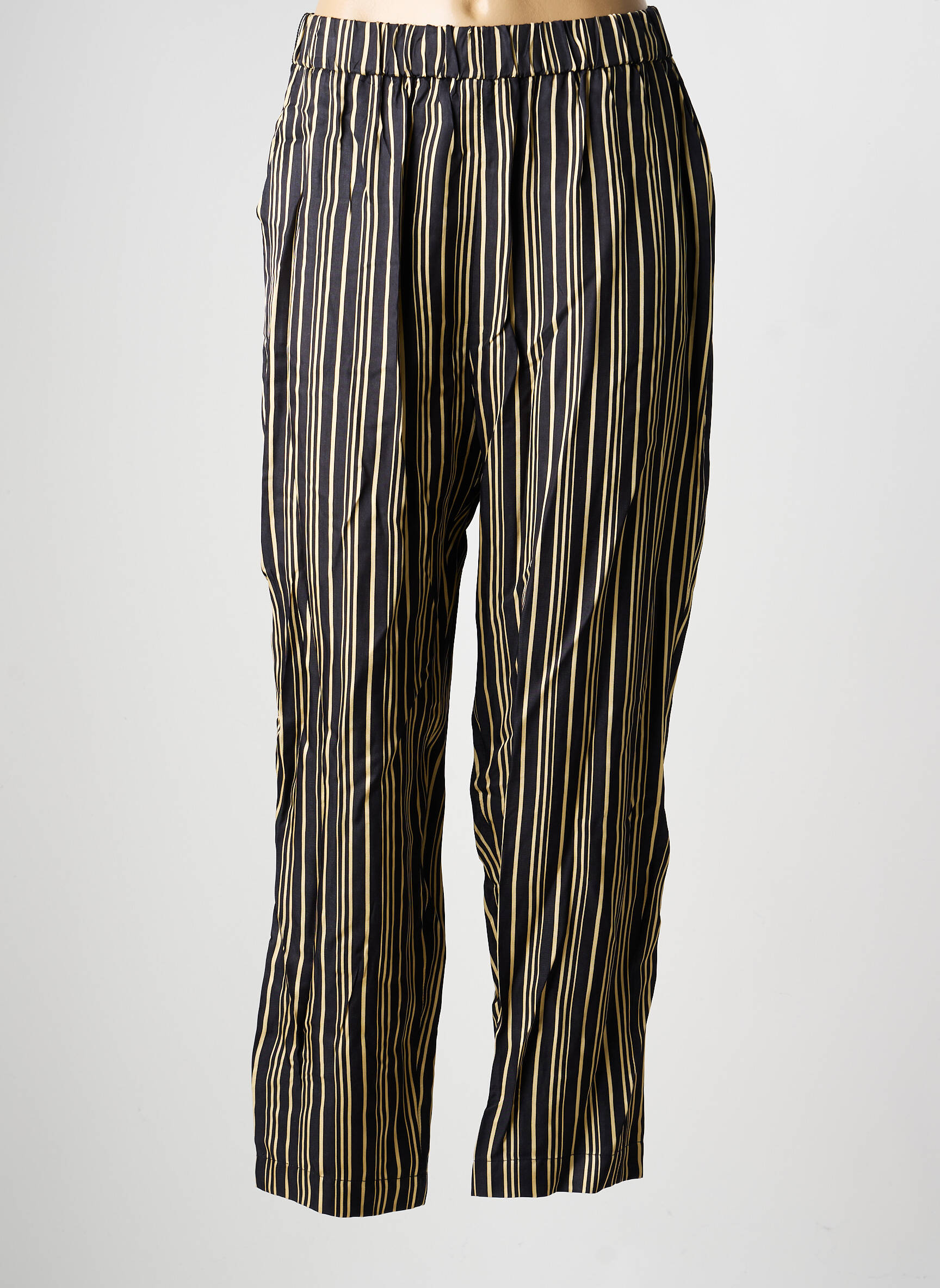 Pantalon droit taille élastique taille normale noir SUNCOO femme