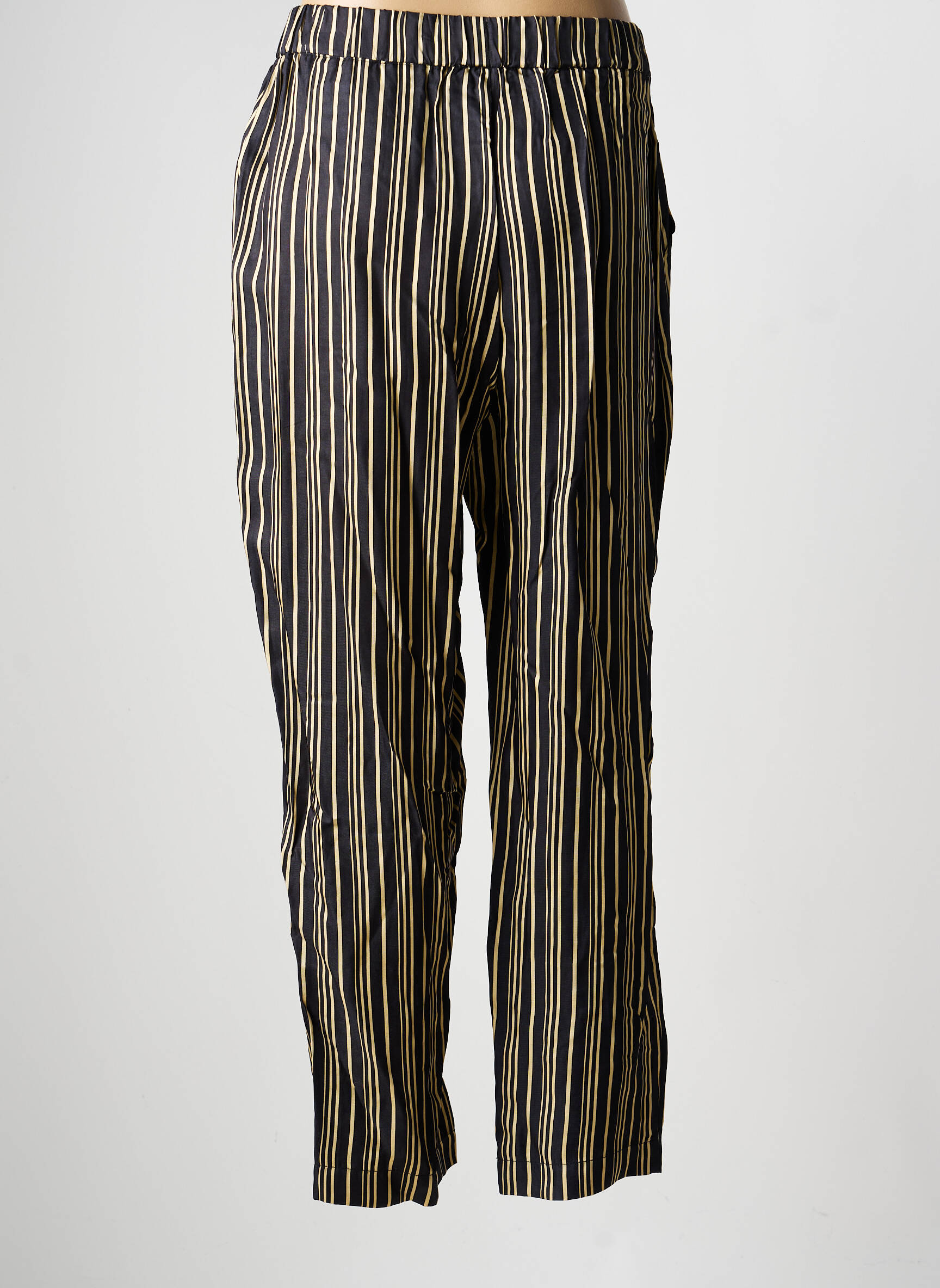 Pantalon droit taille élastique taille normale noir SUNCOO femme