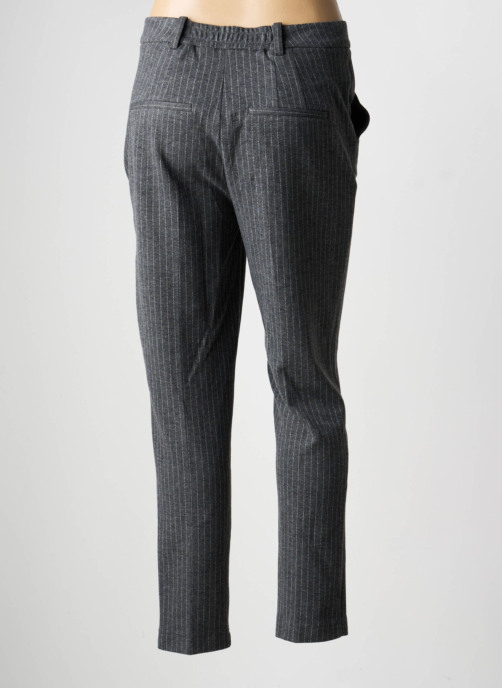 Pantalon chino fermeture zippée sous rabat avec crochet taille normale gris OUI femme