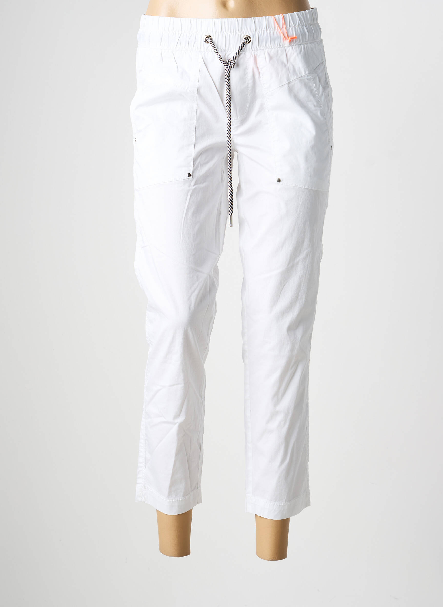 Pantalon 7/8 taille élastique taille normale blanc STREET ONE femme