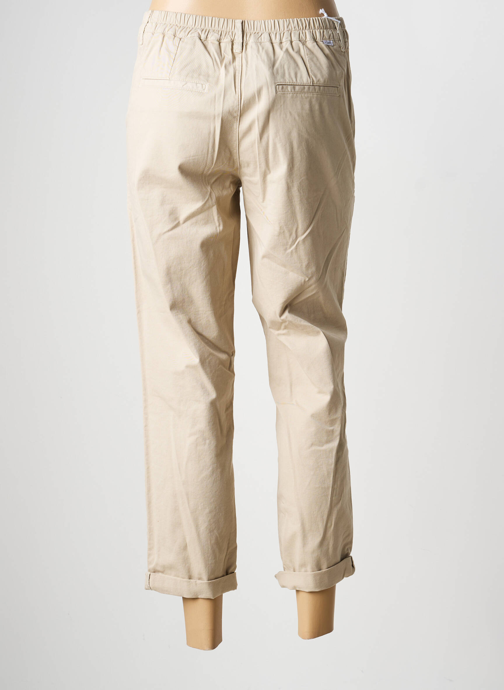 Pantalon chino tissage popeline taille normale beige HAPPY femme