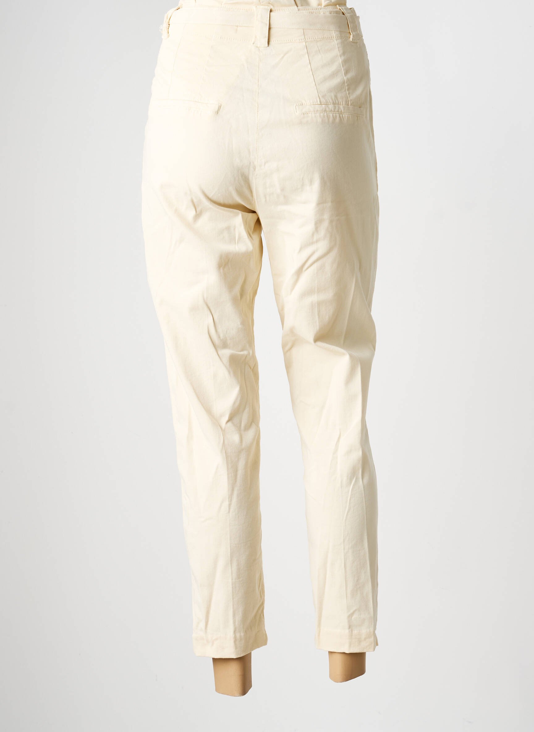 Pantalon 7/8 taille haute taille haute beige REIKO femme