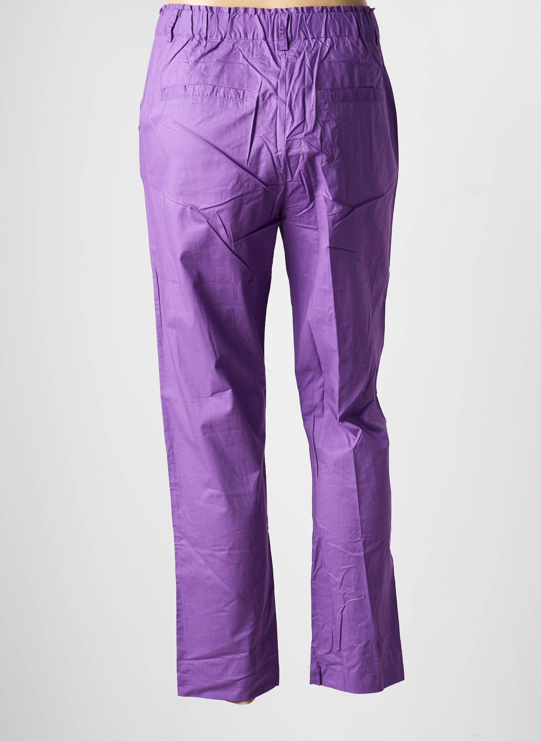 Pantalon droit tissage popeline taille normale violet YERSE femme