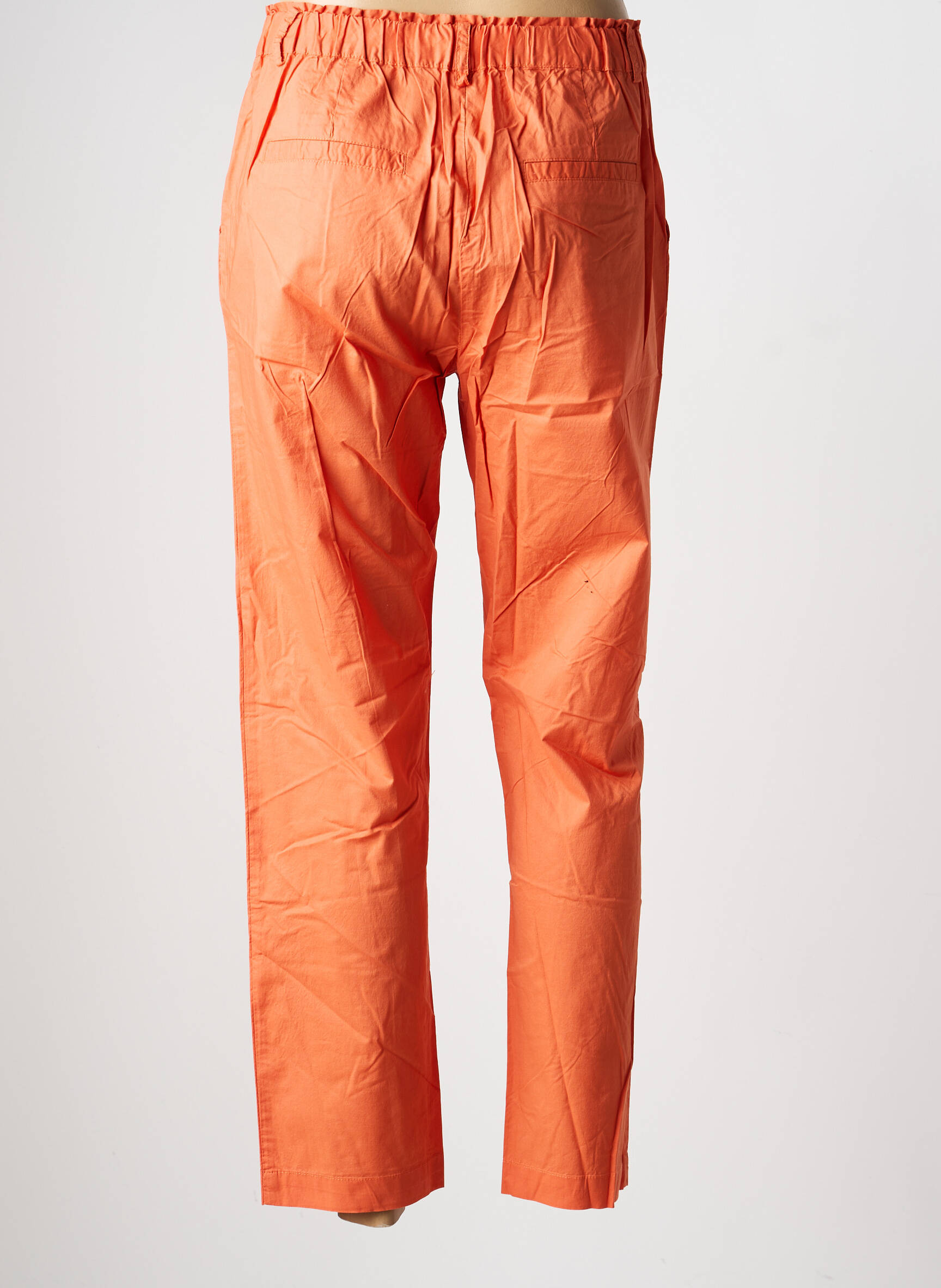 Pantalon droit tissage popeline taille normale orange YERSE femme