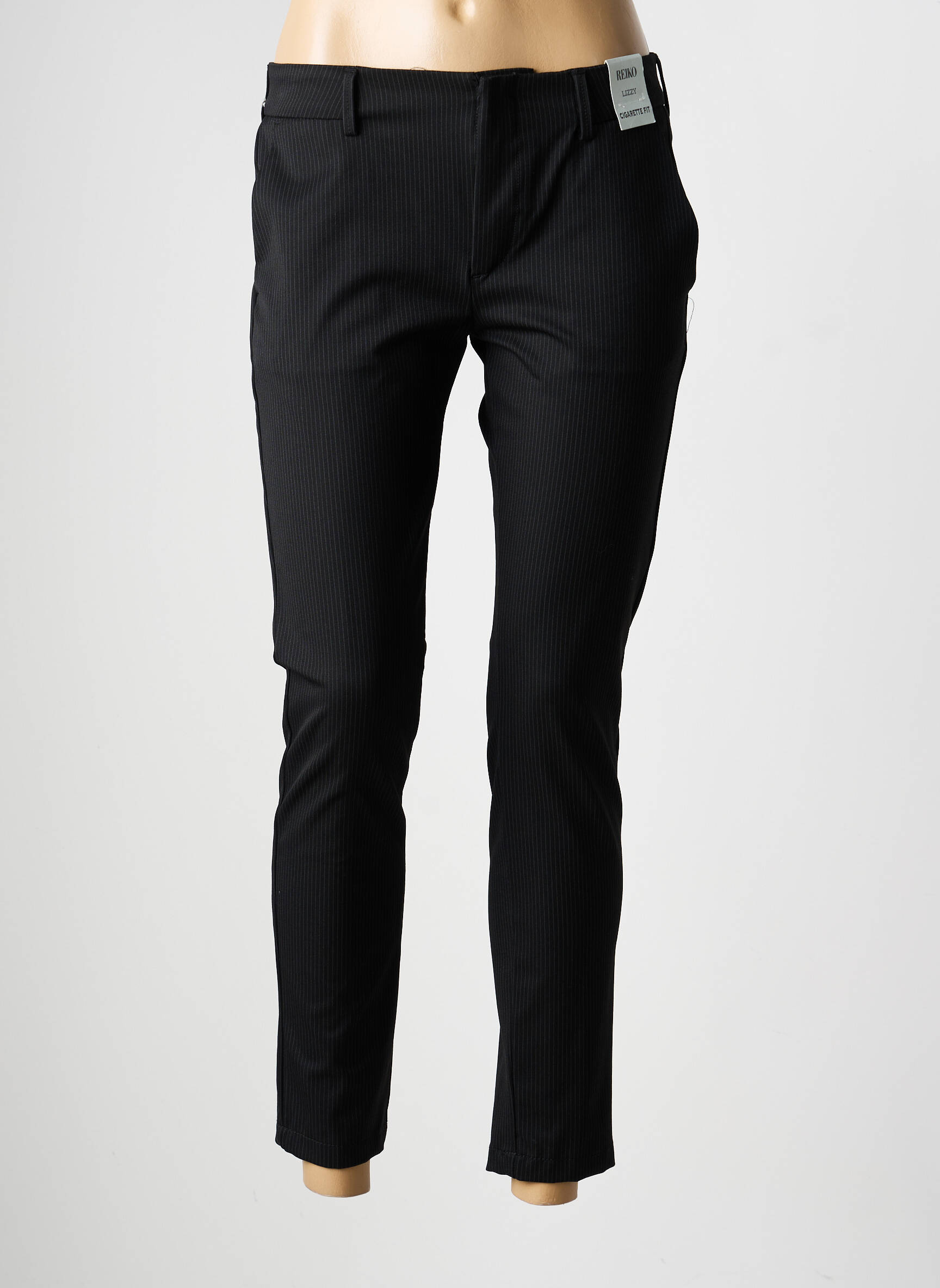 Pantalon 7/8 taille à pinces taille normale noir REIKO femme