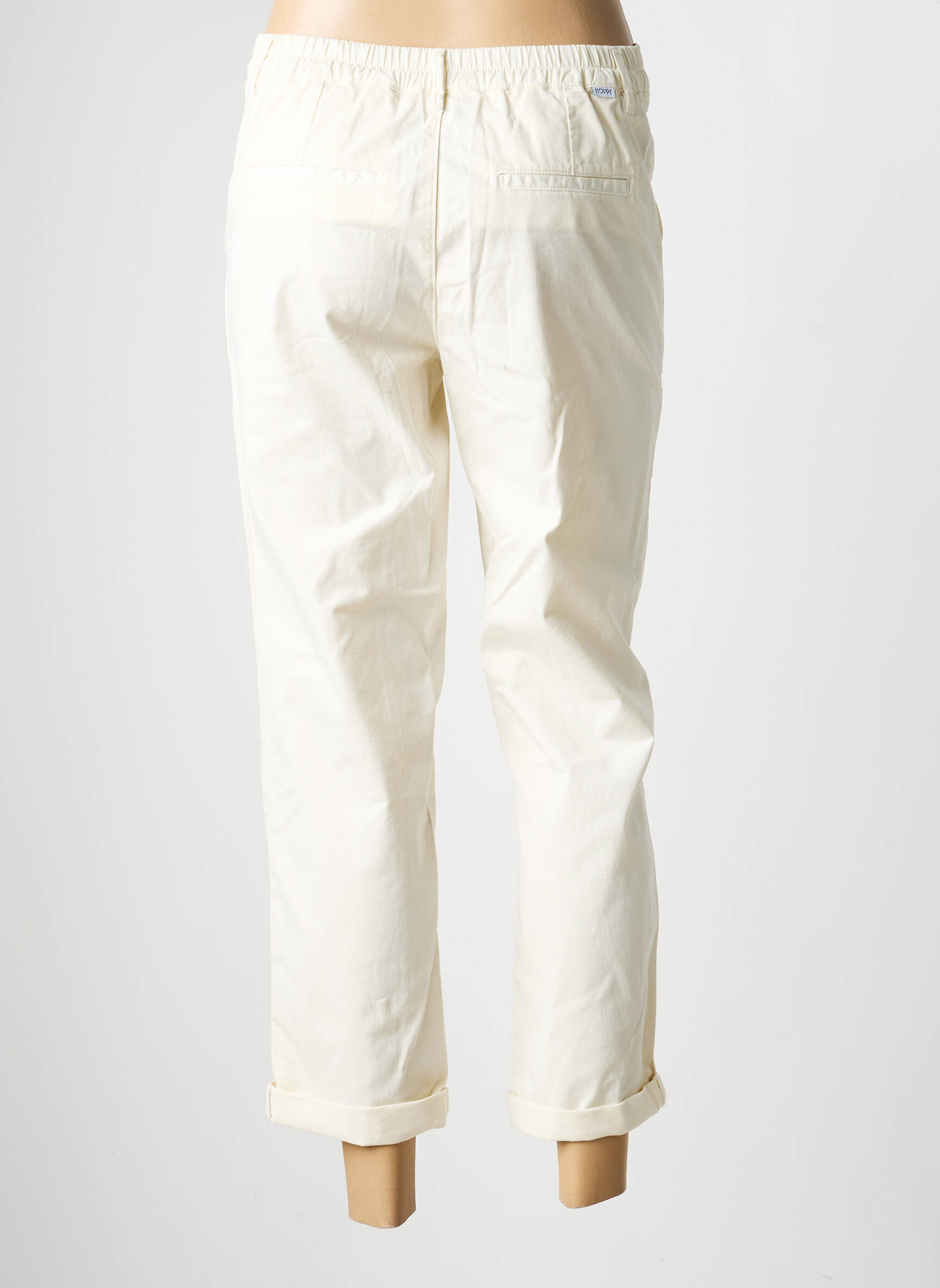 Pantalon chino tissage popeline taille normale beige HAPPY femme