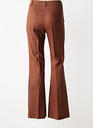 Pantalon flare fermeture zippée sous rabat avec crochet taille haute marron KING KONG femme