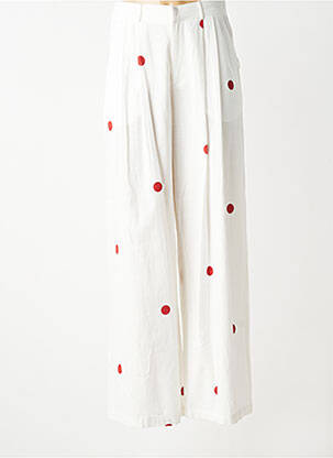 Pantalon large tissage crêpe taille haute rouge LUMINA femme
