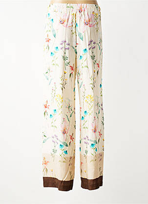 Pantalon large tissage crêpe taille normale beige VOLPATO femme