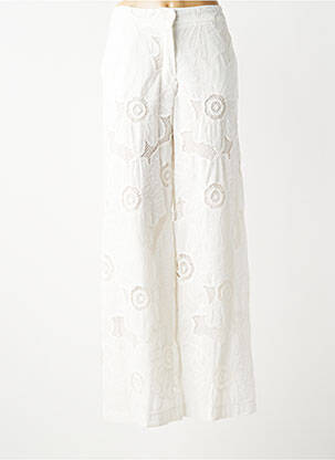 Pantalon flare taille à pinces taille haute blanc ALTAMIRA femme