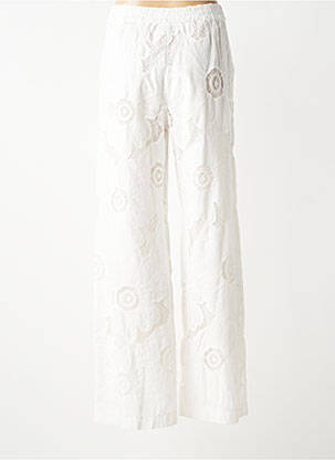 Pantalon flare taille à pinces taille haute blanc ALTAMIRA femme