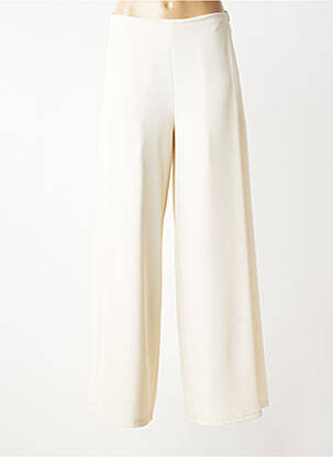Pantalon large fermeture zip latéral taille haute beige ANGELA DAVIS femme
