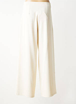 Pantalon large fermeture zip latéral taille haute beige ANGELA DAVIS femme