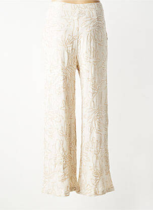 Pantalon large tissage crêpe taille haute beige CIVICO 1 femme