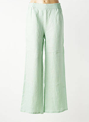 Pantalon large tissage crêpe taille normale vert DIANA GALLESI femme