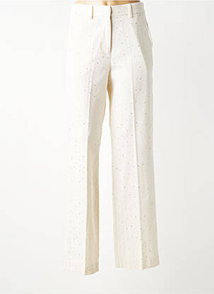 Pantalon droit tissage crêpe taille haute beige ALTAMIRA femme