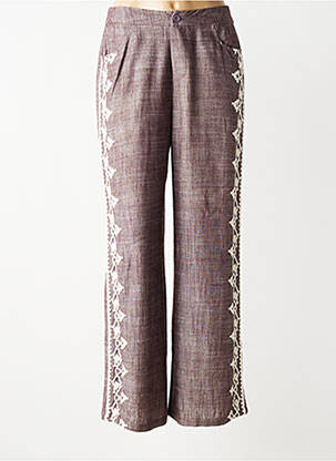 Pantalon large fermeture zippée sous rabat boutonné taille normale marron DE ROYAL femme