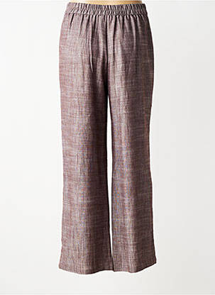 Pantalon large fermeture zippée sous rabat boutonné taille normale marron DE ROYAL femme