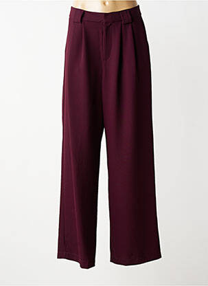 Pantalon large tissage crêpe taille haute rouge LUMINA femme