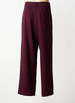 Pantalon large tissage crêpe taille haute rouge LUMINA femme