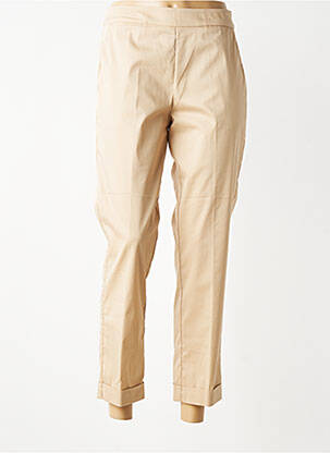 Pantalon 7/8 tissage popeline taille normale beige VOLPATO femme