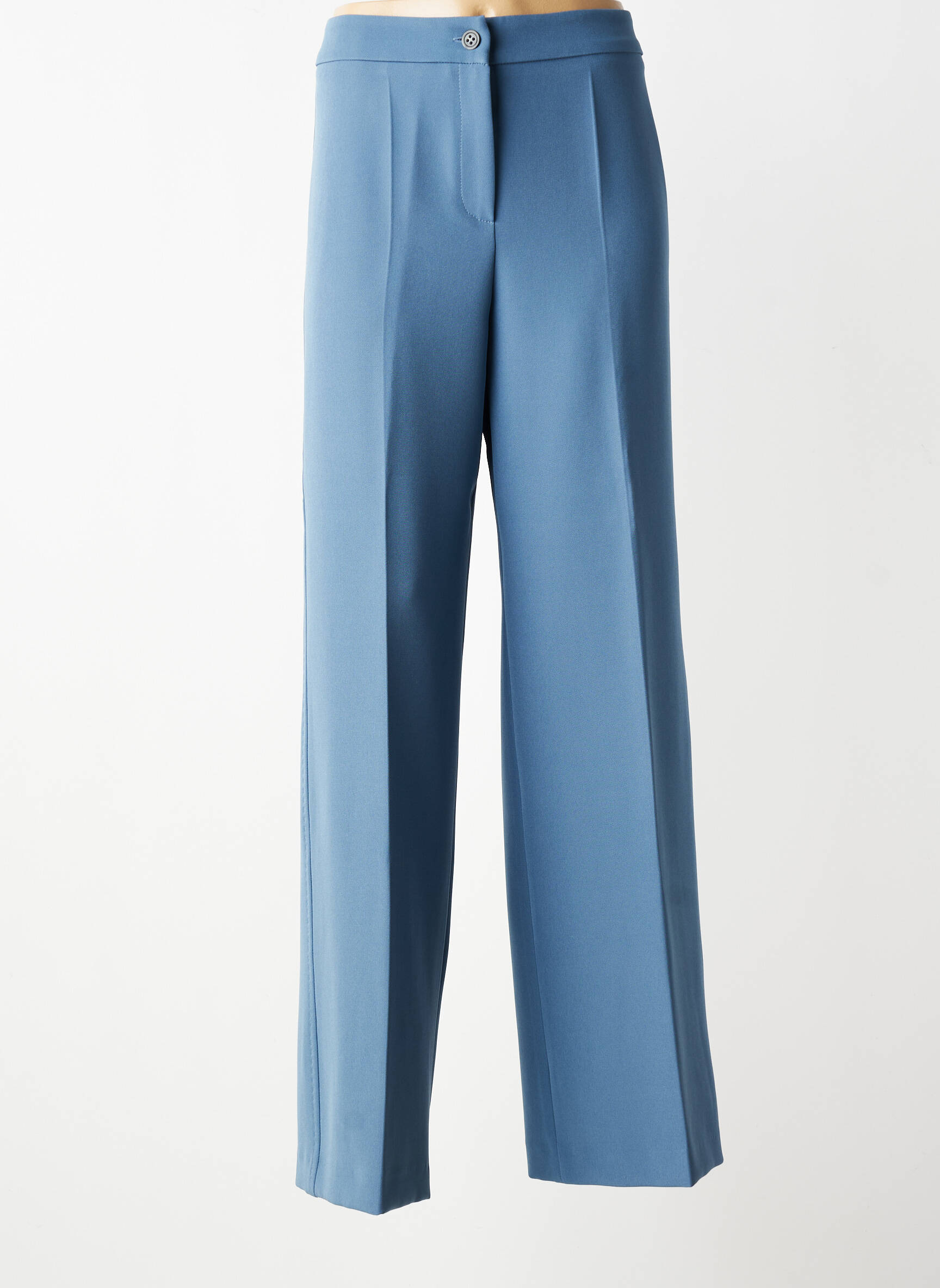 Pantalon large tissage crêpe taille haute bleu DIANA GALLESI femme