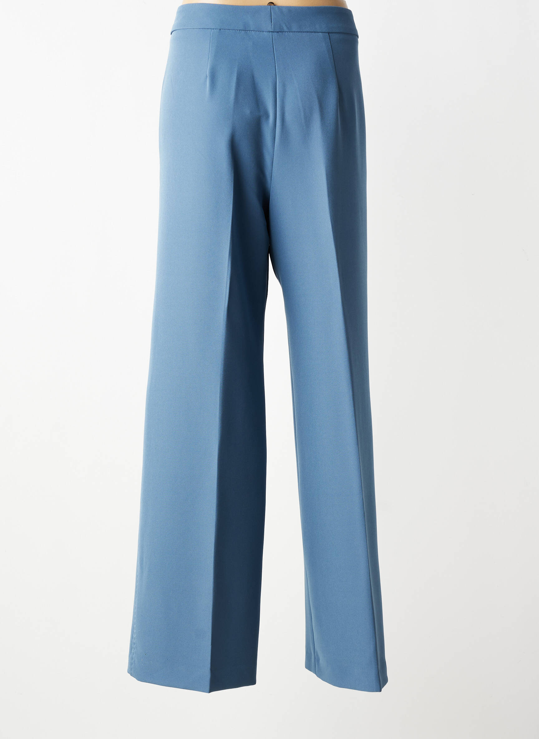 Pantalon large tissage crêpe taille haute bleu DIANA GALLESI femme
