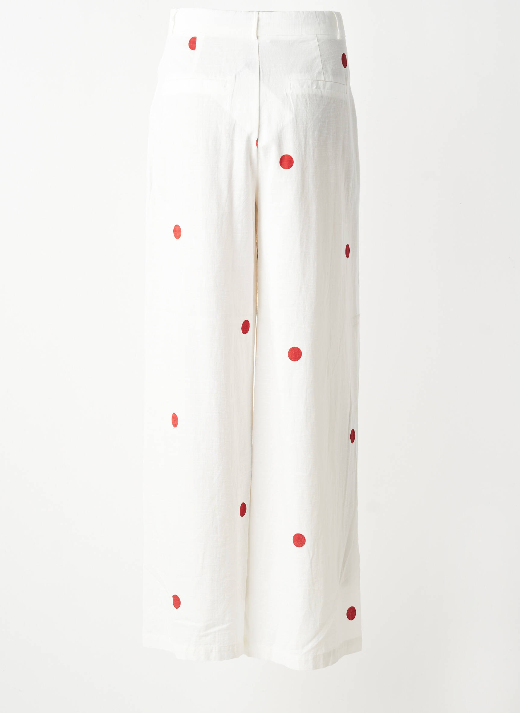 Pantalon large tissage crêpe taille haute rouge LUMINA femme