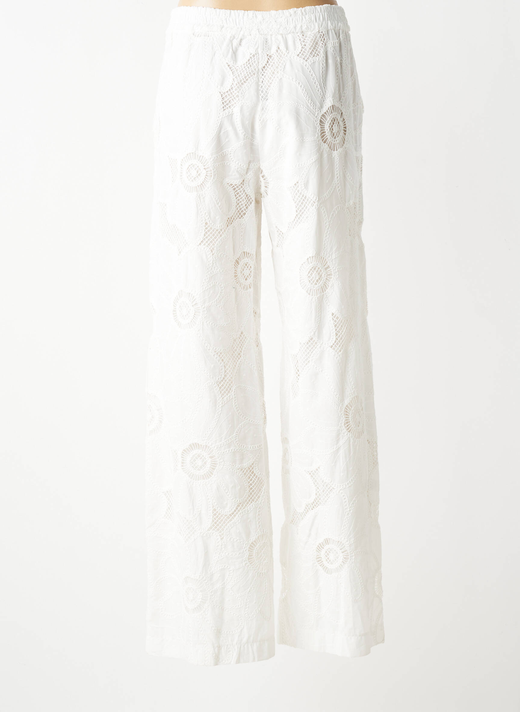 Pantalon flare taille à pinces taille haute blanc ALTAMIRA femme