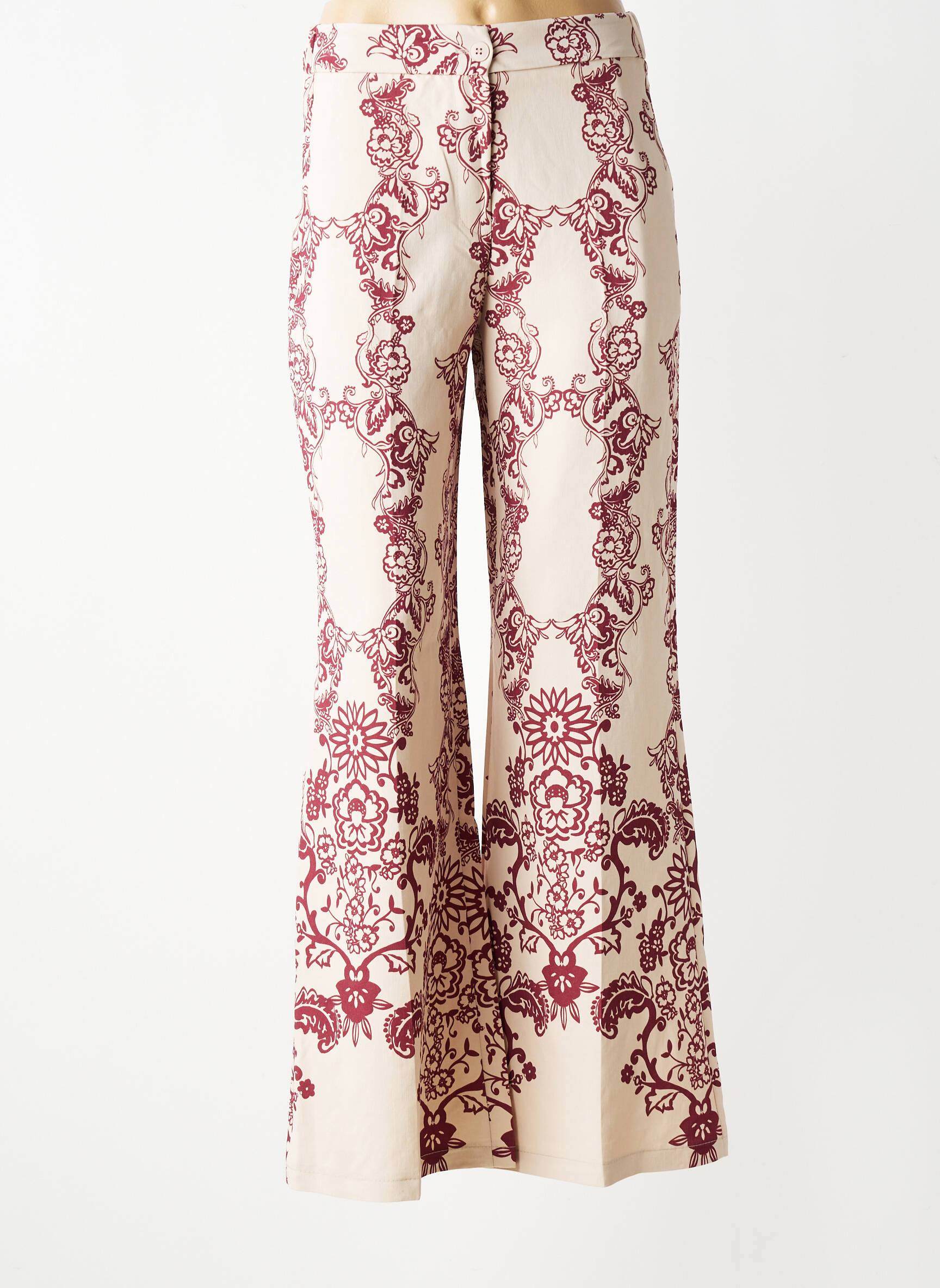 Pantalon flare taille à pinces taille haute beige CIVICO 1 femme