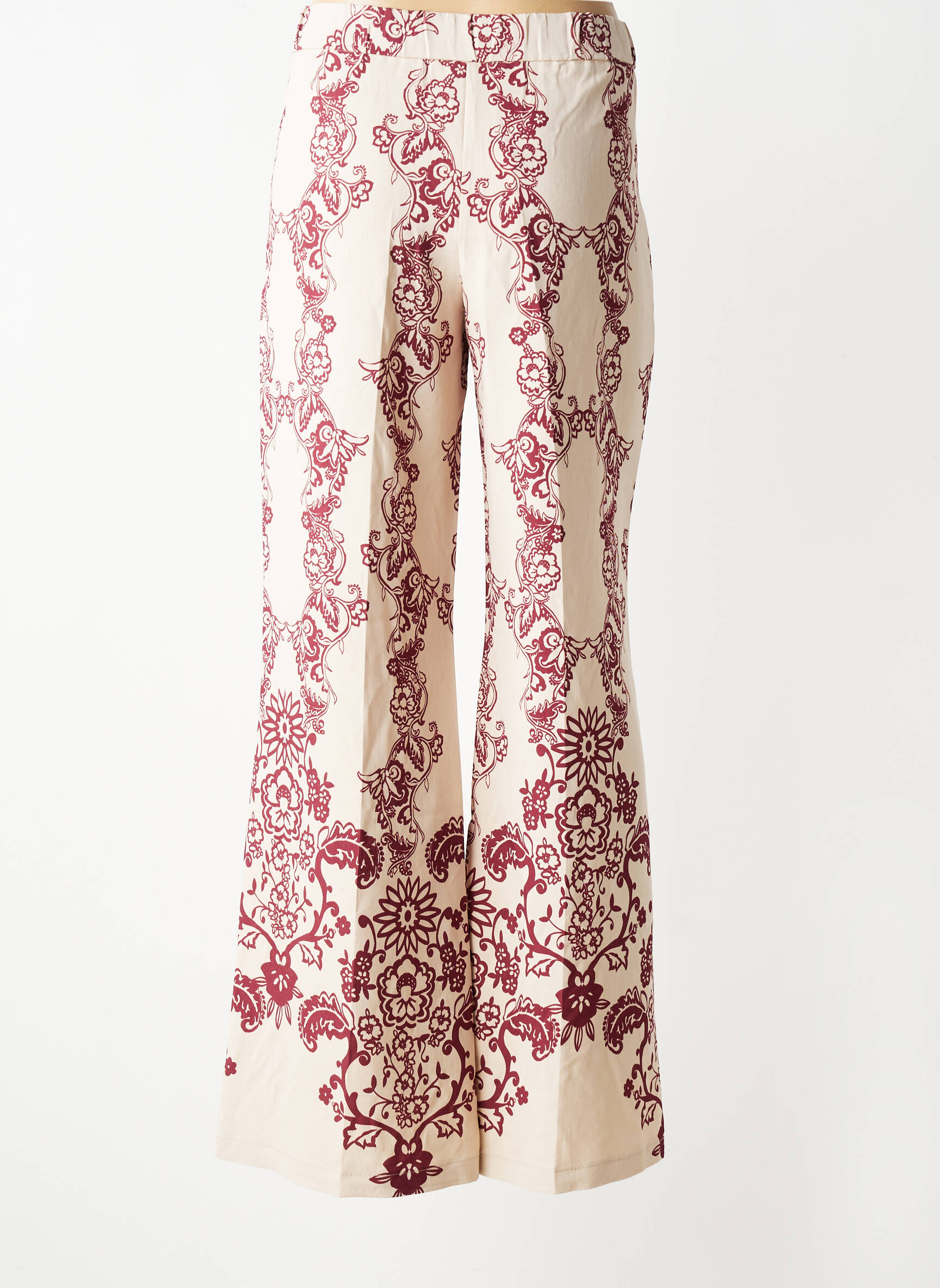 Pantalon flare taille à pinces taille haute beige CIVICO 1 femme
