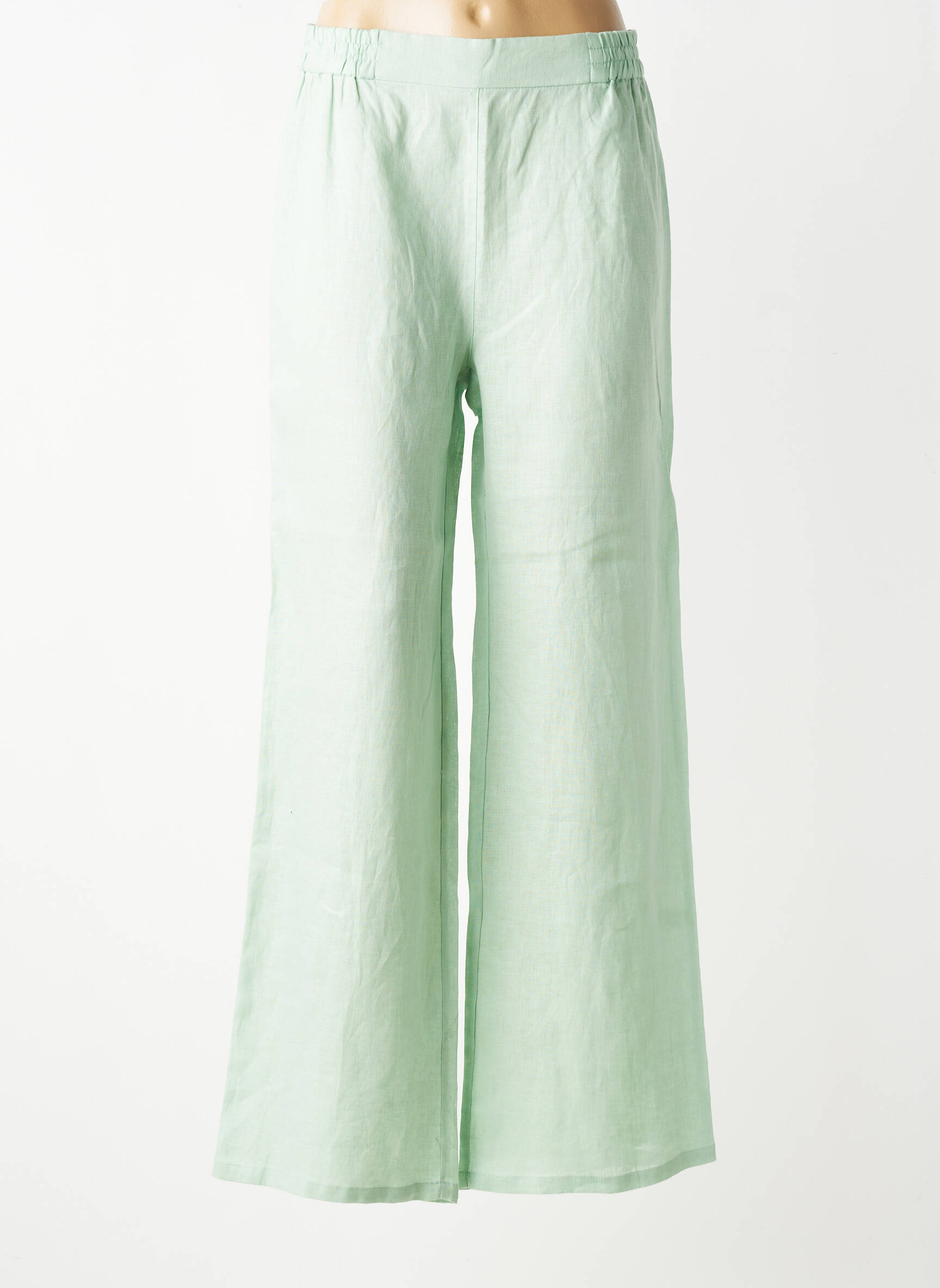 Pantalon large tissage crêpe taille normale vert DIANA GALLESI femme