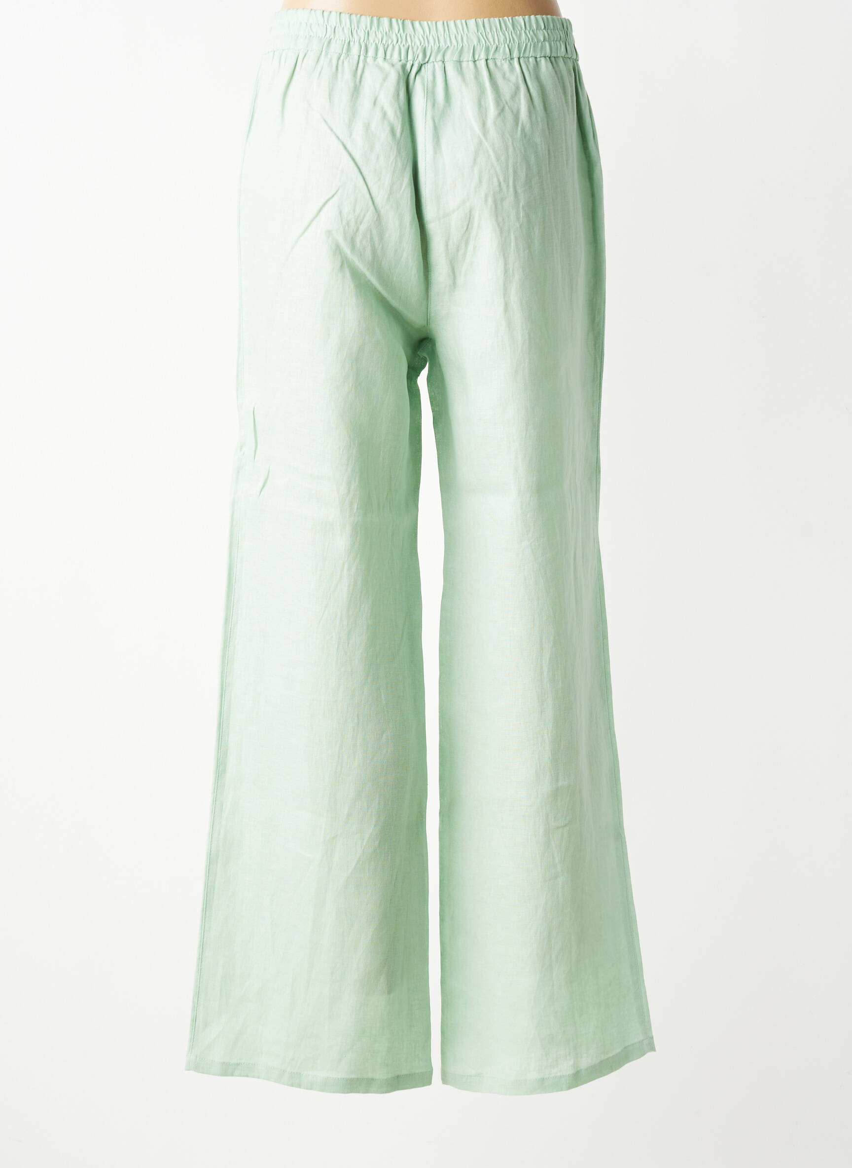 Pantalon large tissage crêpe taille normale vert DIANA GALLESI femme