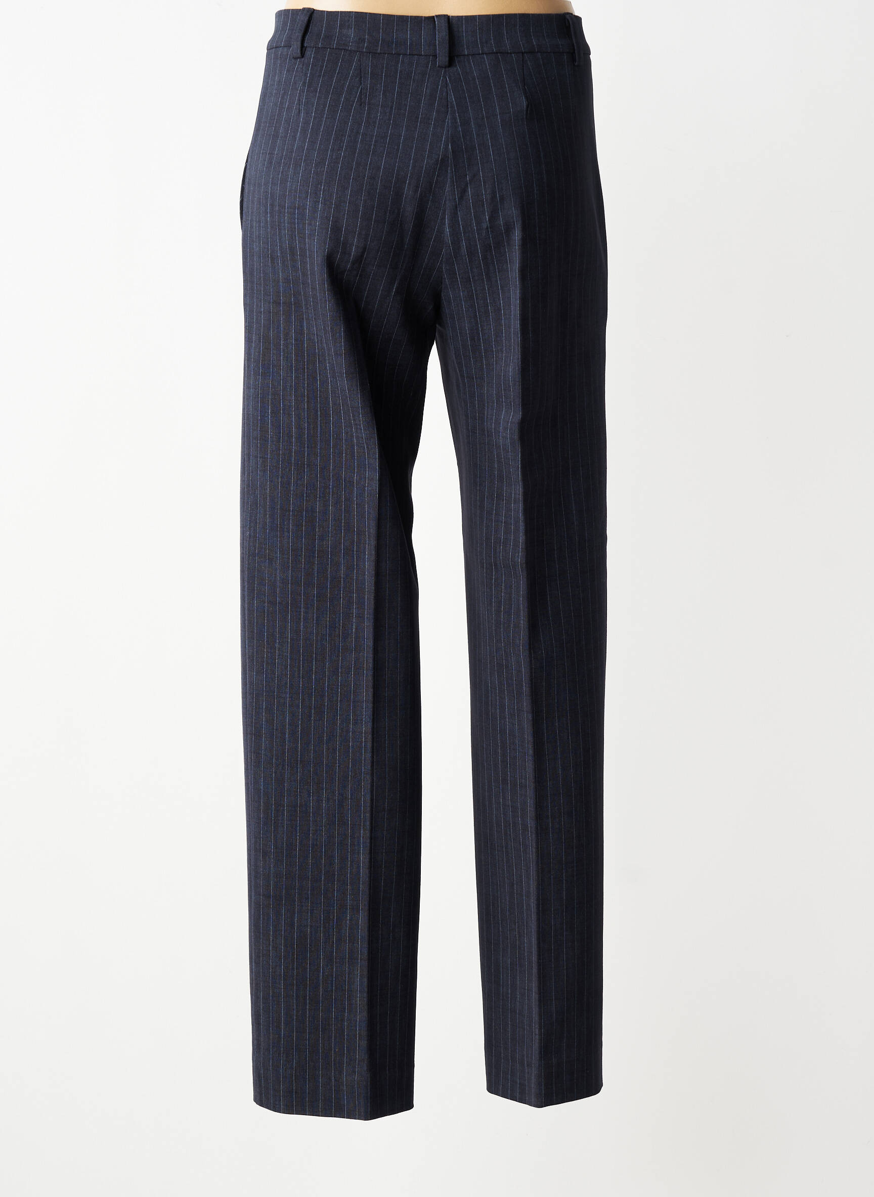 Pantalon droit taille à pinces taille normale bleu VOLPATO femme