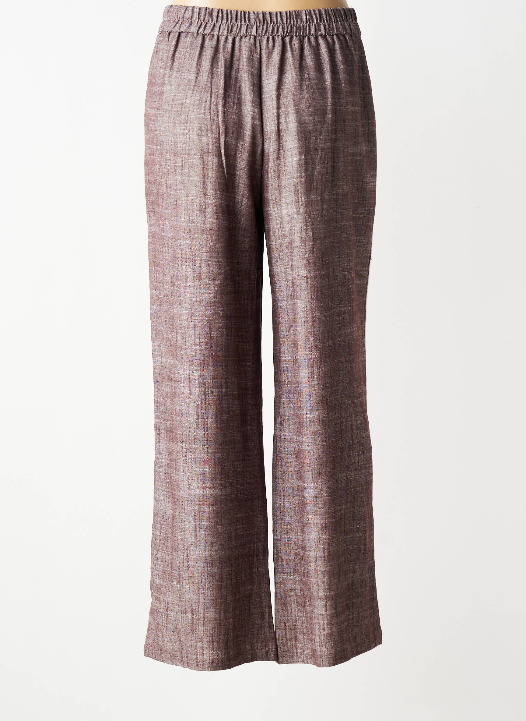 Pantalon large fermeture zippée sous rabat boutonné taille normale marron DE ROYAL femme