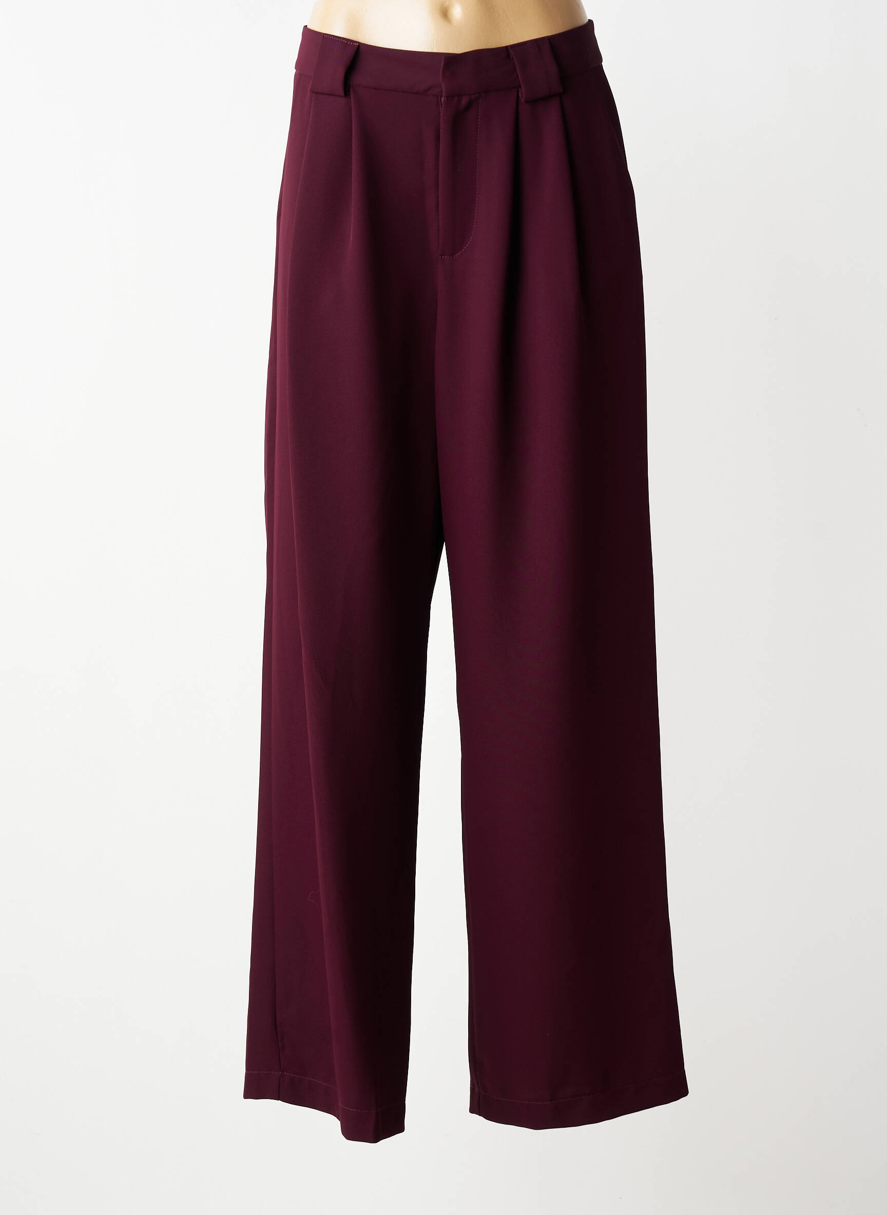 Pantalon large tissage crêpe taille haute rouge LUMINA femme