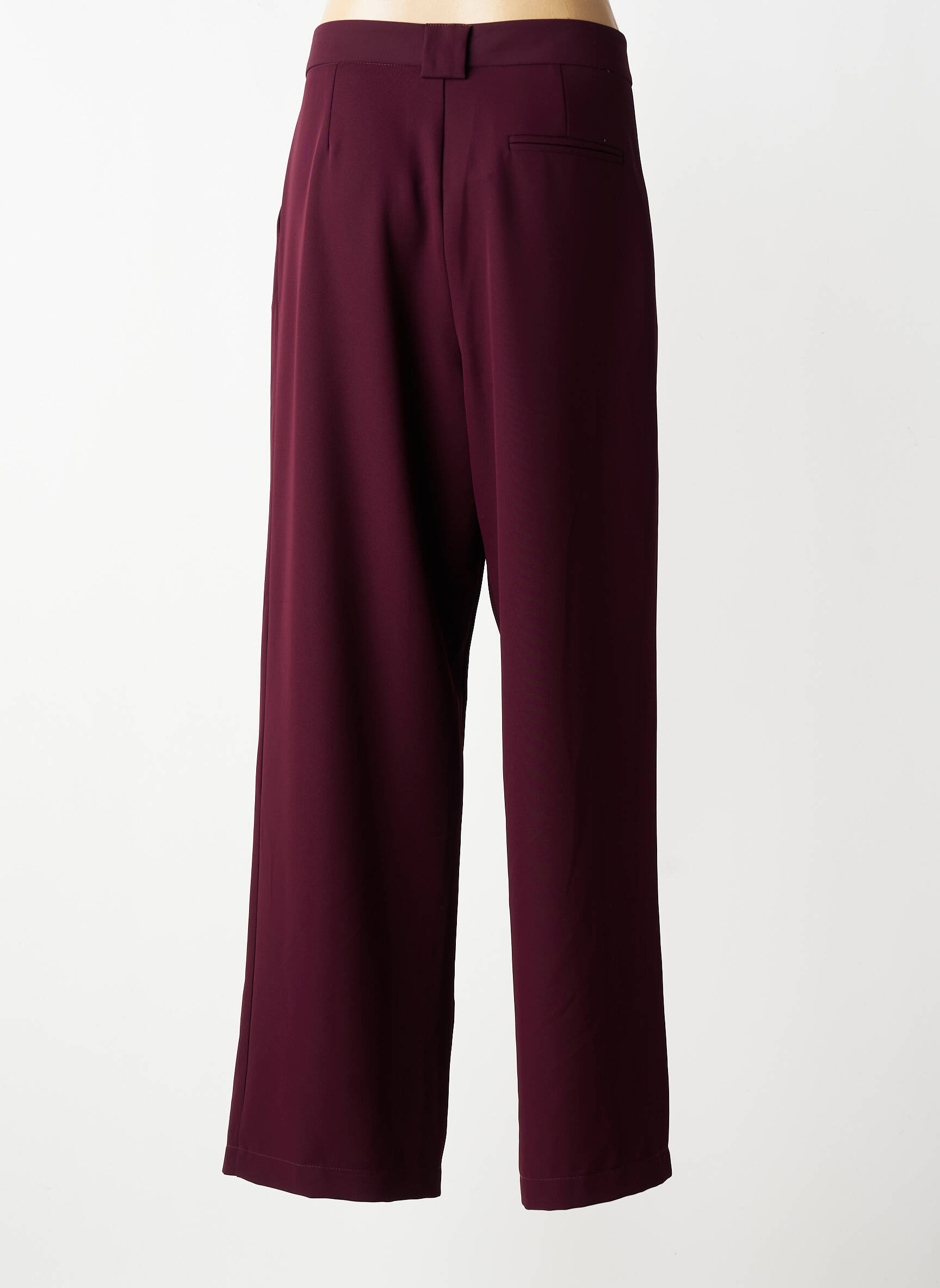 Pantalon large tissage crêpe taille haute rouge LUMINA femme