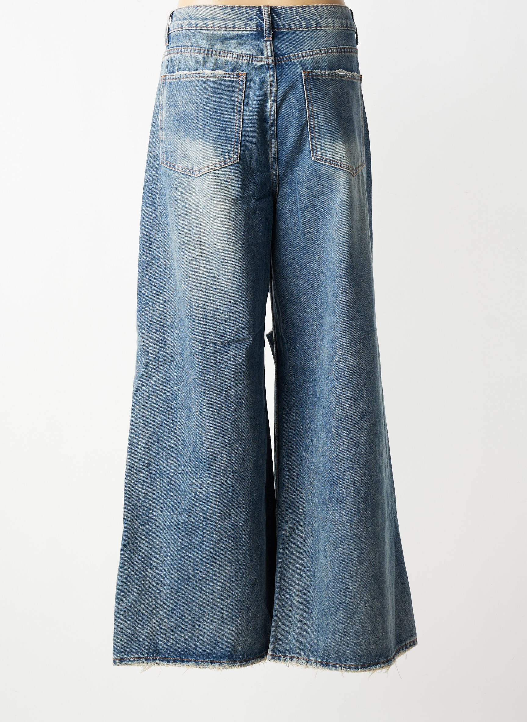 Jeans coupe large effet usé délavé taille normale bleu CIVICO 1 femme