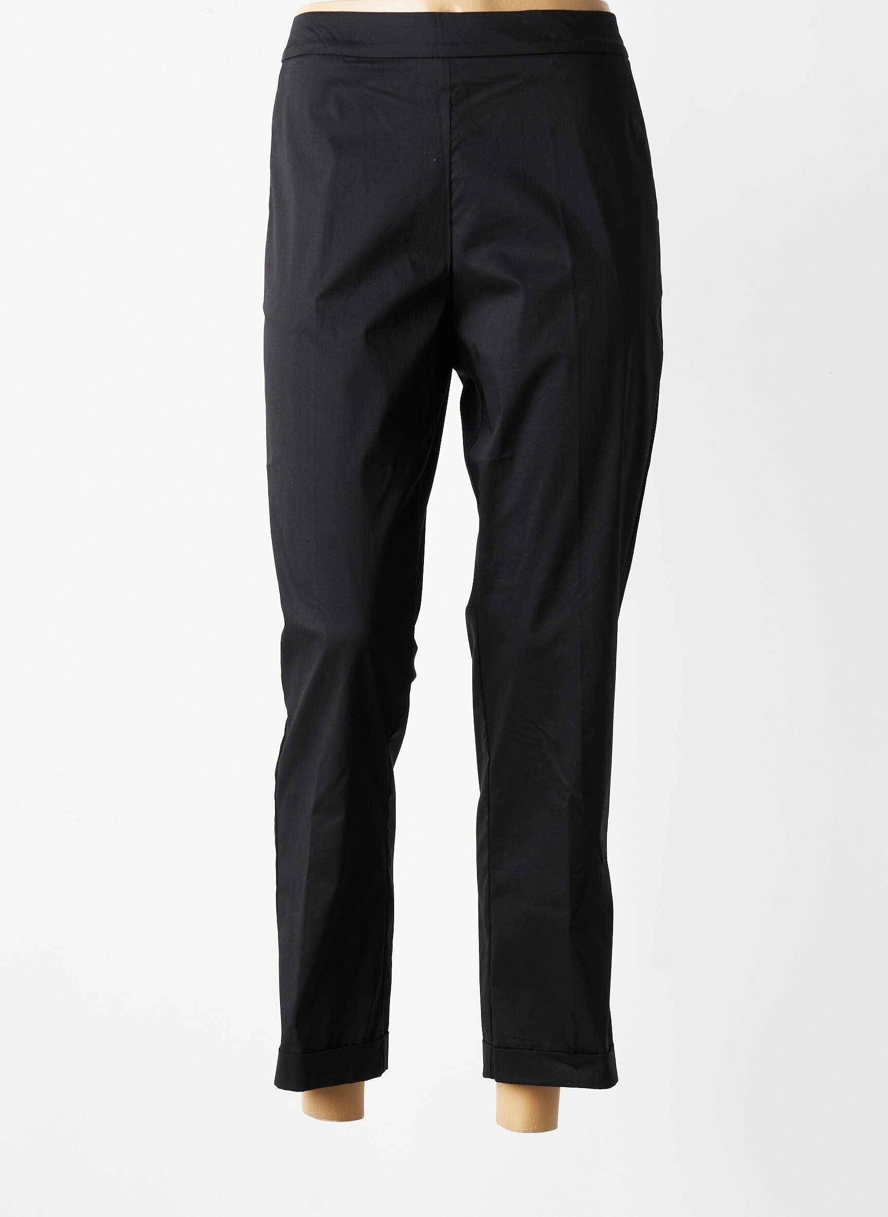 Pantalon 7/8 tissage popeline taille normale noir VOLPATO femme