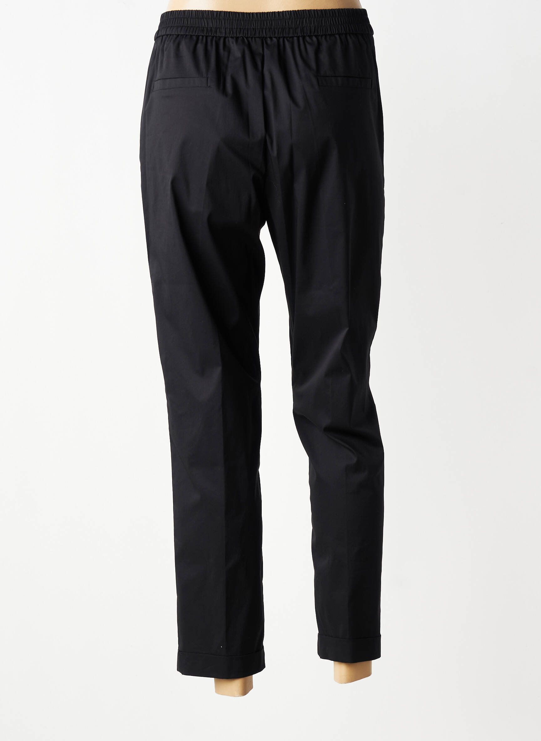 Pantalon 7/8 tissage popeline taille normale noir VOLPATO femme