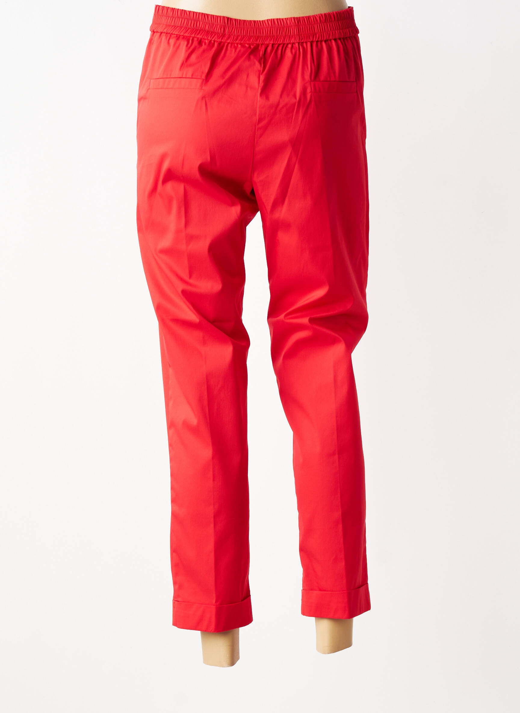 Pantalon 7/8 tissage popeline taille normale rouge VOLPATO femme