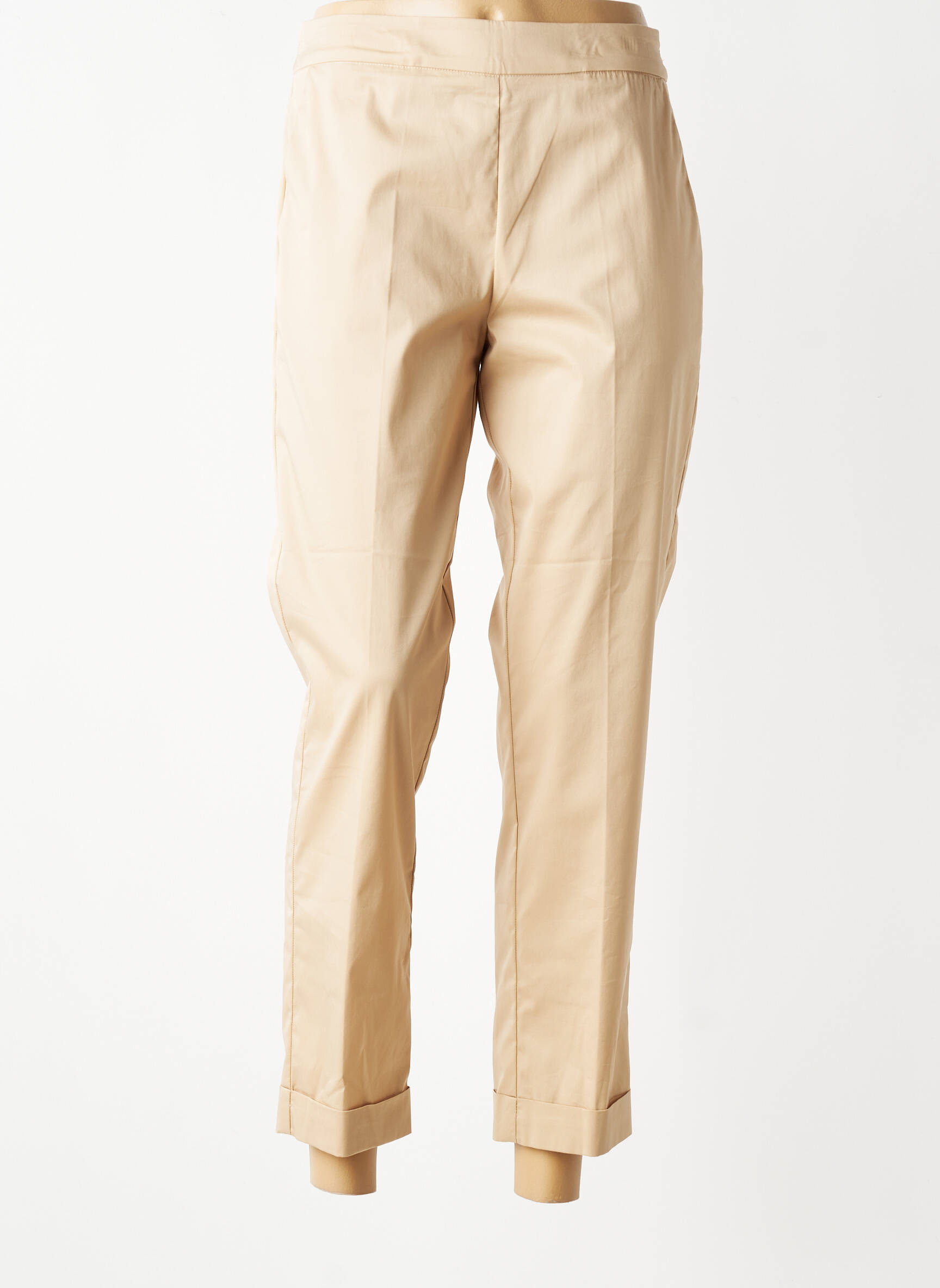 Pantalon 7/8 tissage popeline taille normale beige VOLPATO femme