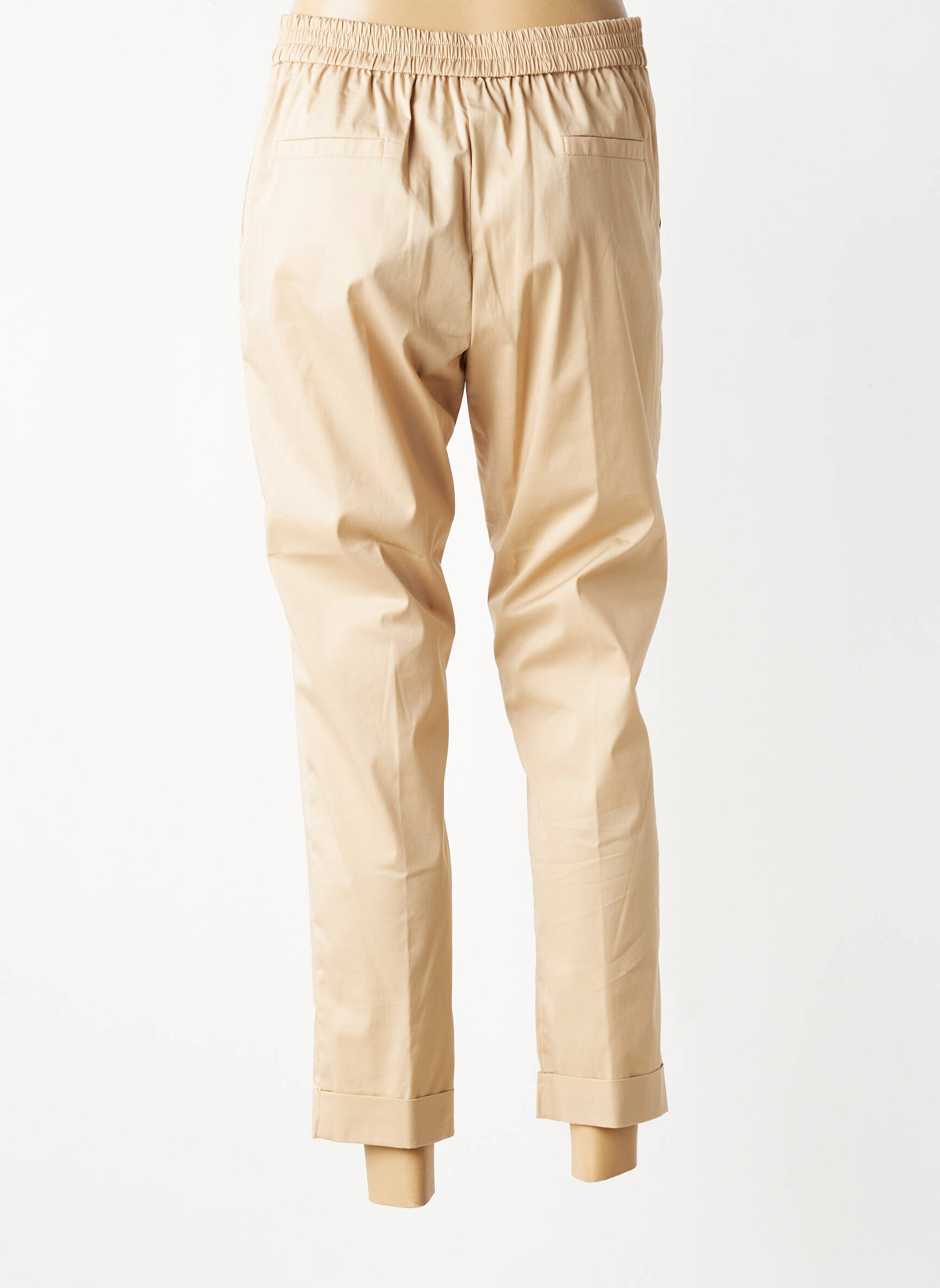 Pantalon 7/8 tissage popeline taille normale beige VOLPATO femme