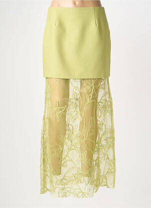 Jupe longue fermeture zippée au dos vert LUMINA femme